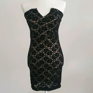 Tinley Black & Cream Strapless dress